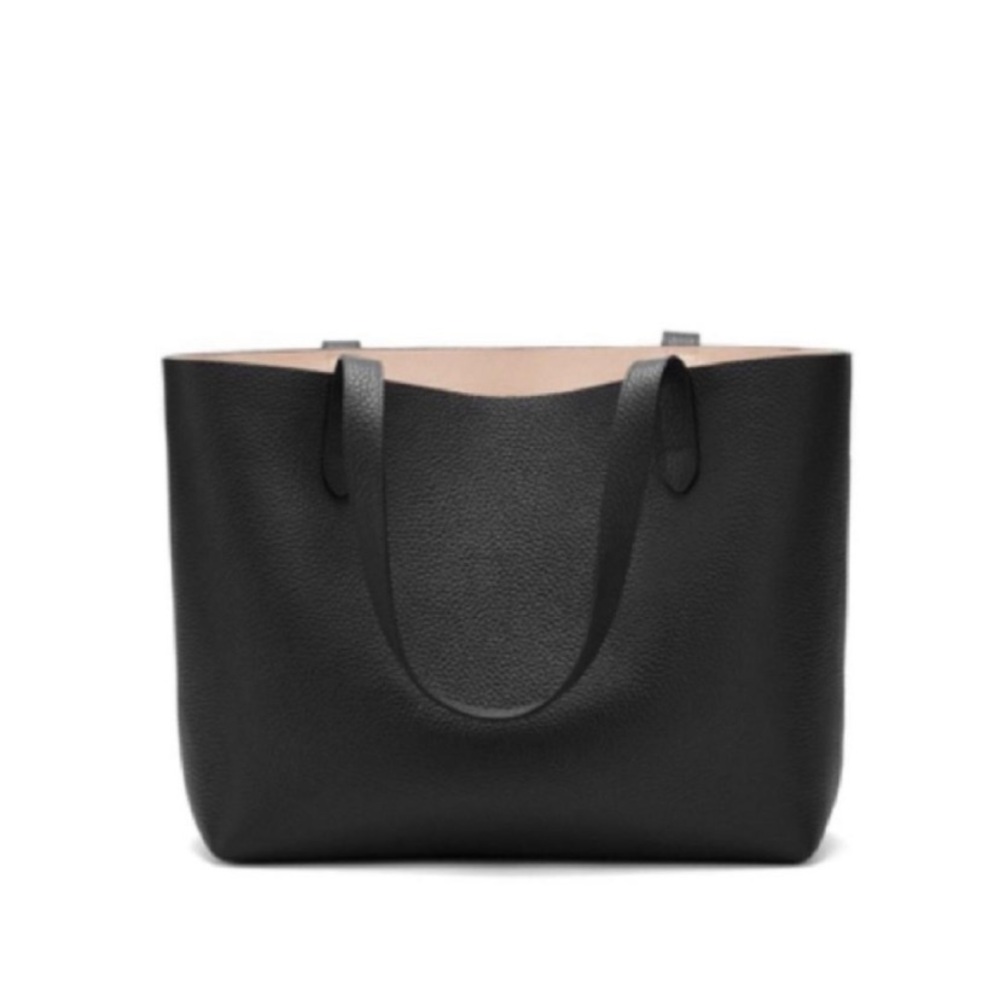 Cuyana Structured tote bag in black leather and blush